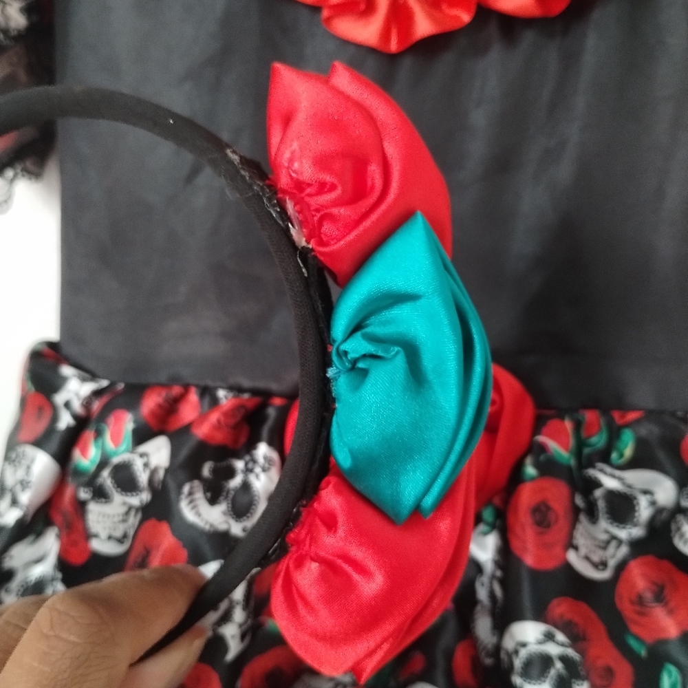 Day of the Dead/Coco Dress Costume With Headband Kids Size L 10-12 - Picture 6 of 9